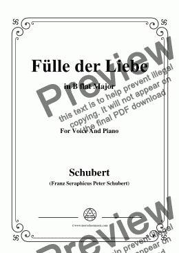 page one of Schubert-Fülle der Liebe,in B flat Major,for Voice and Piano
