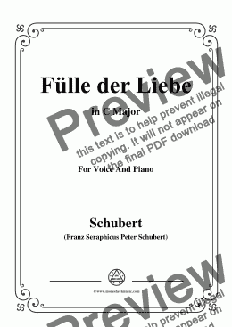 page one of Schubert-Fülle der Liebe,in C Major,for Voice and Piano