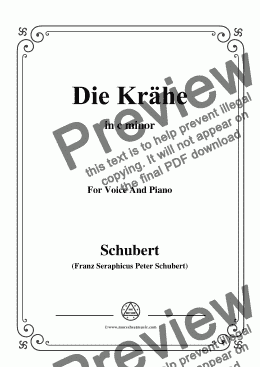page one of Schubert-Die Krähe,in c minor,Op.89 No.15,for Voice and Piano