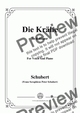 page one of Schubert-Die Krähe,in d minor,Op.89 No.15,for Voice and Piano