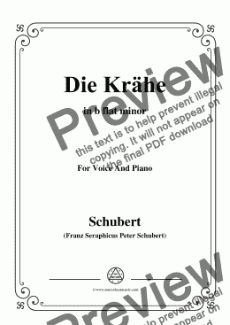 page one of Schubert-Die Krähe,in b flat minor,Op.89 No.15,for Voice and Piano