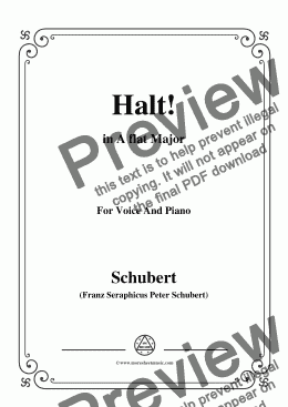 page one of Schubert-Halt!,in A flat Major,Op.25 No.3,for Voice and Piano