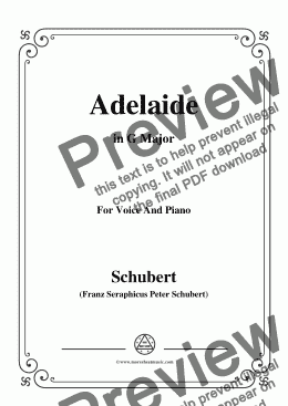 page one of Schubert-Adelaide,in G Major,for Voice and Piano