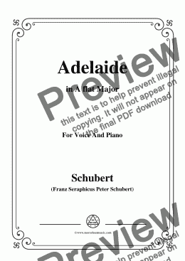 page one of Schubert-Adelaide,in A flat Major,for Voice and Piano