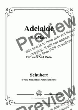 page one of Schubert-Adelaide,in A Major,for Voice and Piano