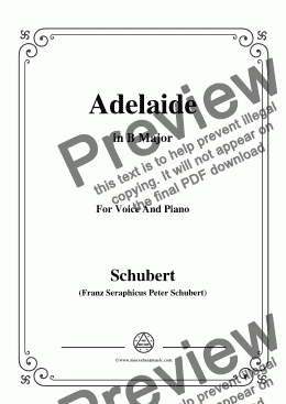 page one of Schubert-Adelaide,in B Major,for Voice and Piano