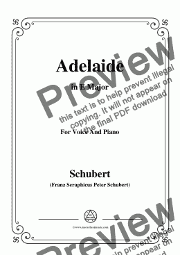 page one of Schubert-Adelaide,in E Major,for Voice and Piano