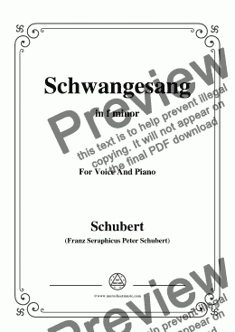 page one of Schubert-Schwangesang,in f minor,for Voice and Piano