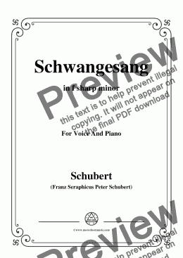 page one of Schubert-Schwangesang,in f sharp minor,for Voice and Piano