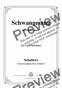 page one of Schubert-Schwangesang,in a flat minor,for Voice and Piano