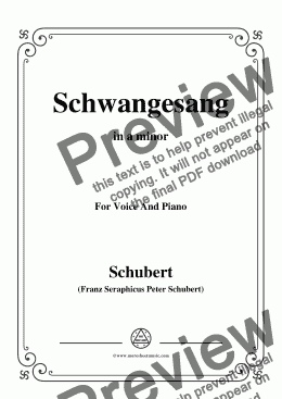 page one of Schubert-Schwangesang,in a minor,for Voice and Piano