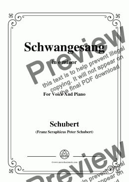 page one of Schubert-Schwangesang,in e minor,for Voice and Piano