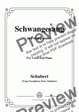 page one of Schubert-Schwangesang,in c sharp minor,for Voice and Piano