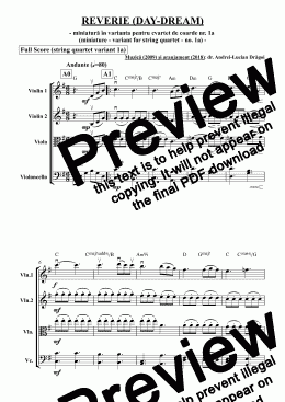 page one of Reverie (Day-dream) (miniature adapted for string quartet) (one pdf with full score plus all parts)
