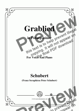 page one of Schubert-Grablied,in f sharp minor,D.218,for Voice and Piano