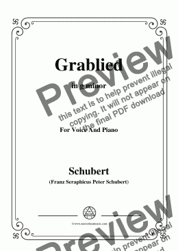 page one of Schubert-Grablied,in g minor,D.218,for Voice and Piano