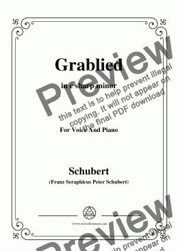 page one of Schubert-Grablied,in c sharp minor,D.218,for Voice and Piano