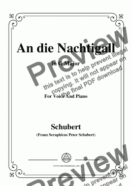 page one of Schubert-An die Nachtigall,in G Major,Op.98 No.1,for Voice and Piano