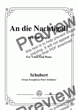 page one of Schubert-An die Nachtigall,in B flat Major,Op.98 No.1,for Voice and Piano