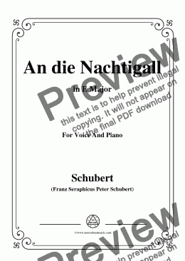 page one of Schubert-An die Nachtigall,in E Major,Op.98 No.1,for Voice and Piano