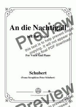 page one of Schubert-An die Nachtigall,in E flat Major,Op.98 No.1,for Voice and Piano