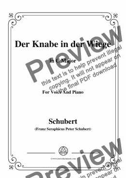 page one of Schubert-Der Knabe in der Wiege,in C Major,D.579,for Voice and Piano