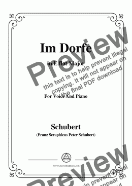 page one of Schubert-Im Dorfe,in E flat Major,Op.89 No.17,for Voice and Piano