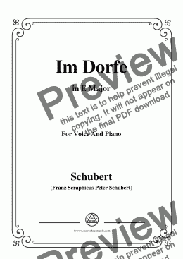 page one of Schubert-Im Dorfe,in E Major,Op.89 No.17,for Voice and Piano