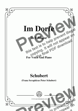 page one of Schubert-Im Dorfe,in F Major,Op.89 No.17,for Voice and Piano