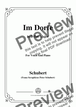 page one of Schubert-Im Dorfe,in D flat Major,Op.89 No.17,for Voice and Piano