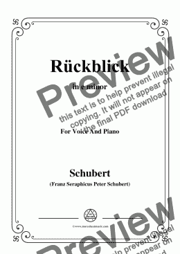 page one of Schubert-Rückblick,in e minor,Op.89 No.8,for Voice and Piano