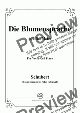 page one of Schubert-Die Blumensprache,in B flat Major,Op.173 No.5,for Voice and Piano