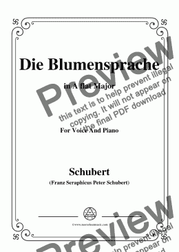 page one of Schubert-Die Blumensprache,in A flat Major,Op.173 No.5,for Voice and Piano