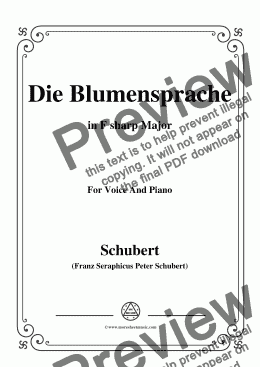 page one of Schubert-Die Blumensprache,in F sharp Major,Op.173 No.5,for Voice and Piano