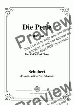 page one of Schubert-Die Perle,in d minor,D.466,for Voice and Piano