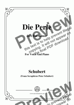 page one of Schubert-Die Perle,in e flat minor,D.466,for Voice and Piano