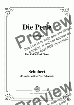 page one of Schubert-Die Perle,in e minor,D.466,for Voice and Piano