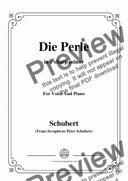 page one of Schubert-Die Perle,in c sharp minor,D.466,for Voice and Piano