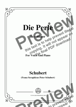 page one of Schubert-Die Perle,in c minor,D.466,for Voice and Piano