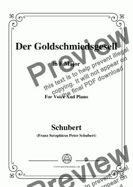 page one of Schubert-Der Goldschmiedsgesellc,in F Major,D.560,for Voice and Piano