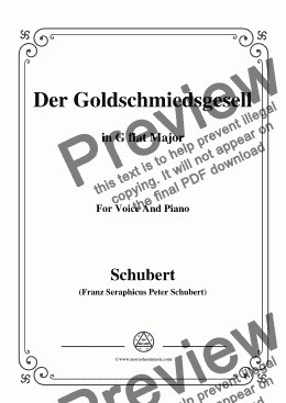 page one of Schubert-Der Goldschmiedsgesellc,in G flat Major,D.560,for Voice and Piano