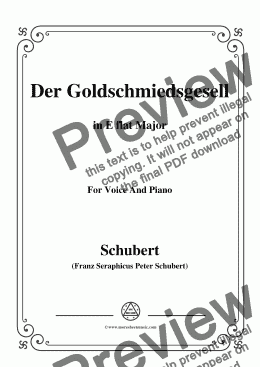page one of Schubert-Der Goldschmiedsgesellc,in E flat Major,D.560,for Voice and Piano