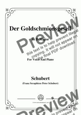 page one of Schubert-Der Goldschmiedsgesellc,in D Major,D.560,for Voice and Piano