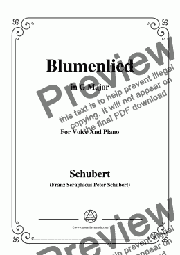 page one of Schubert-Blumenlied,in G Major,D.431,for Voice and Piano