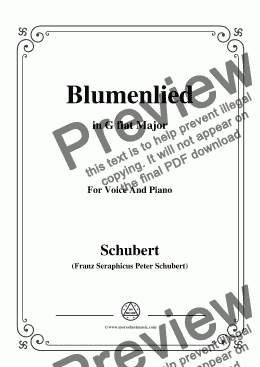 page one of Schubert-Blumenlied,in G flat Major,D.431,for Voice and Piano
