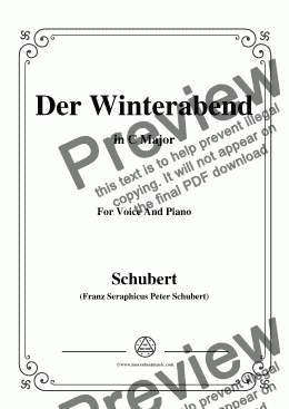 page one of Schubert-Der Winterabend,in C Major,D.938,for Voice and Piano