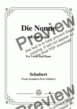 page one of Schubert-Die Nonne,in G flat Major,D.208,for Voice and Piano