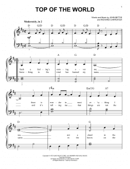 page one of Top Of The World (Easy Piano)