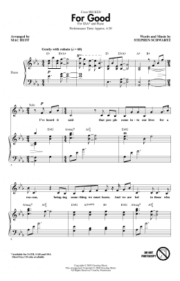 page one of For Good (from Wicked) (arr. Mac Huff) (SSA Choir)