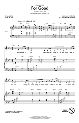 page one of For Good (from Wicked) (arr. Mac Huff) (SATB Choir)